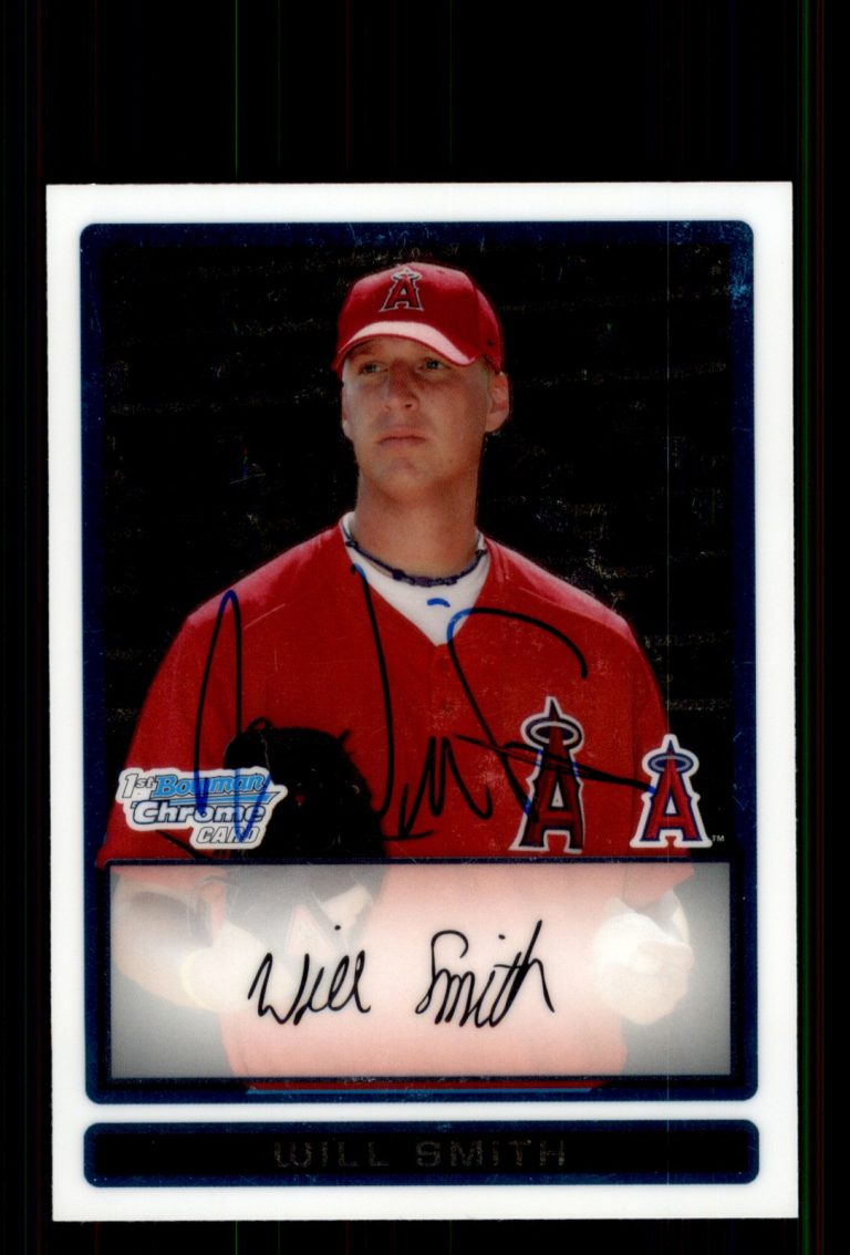 Signed Baseball Card Auto Will Smith 2009 Bowman Chrome #BCP13 Angels