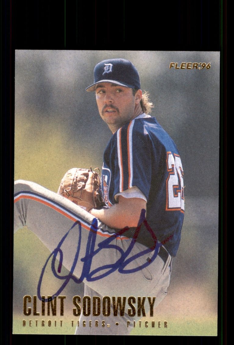Signed Baseball Card Auto Clint Sodowsky 1996 Fleer #120 Detroit Tigers
