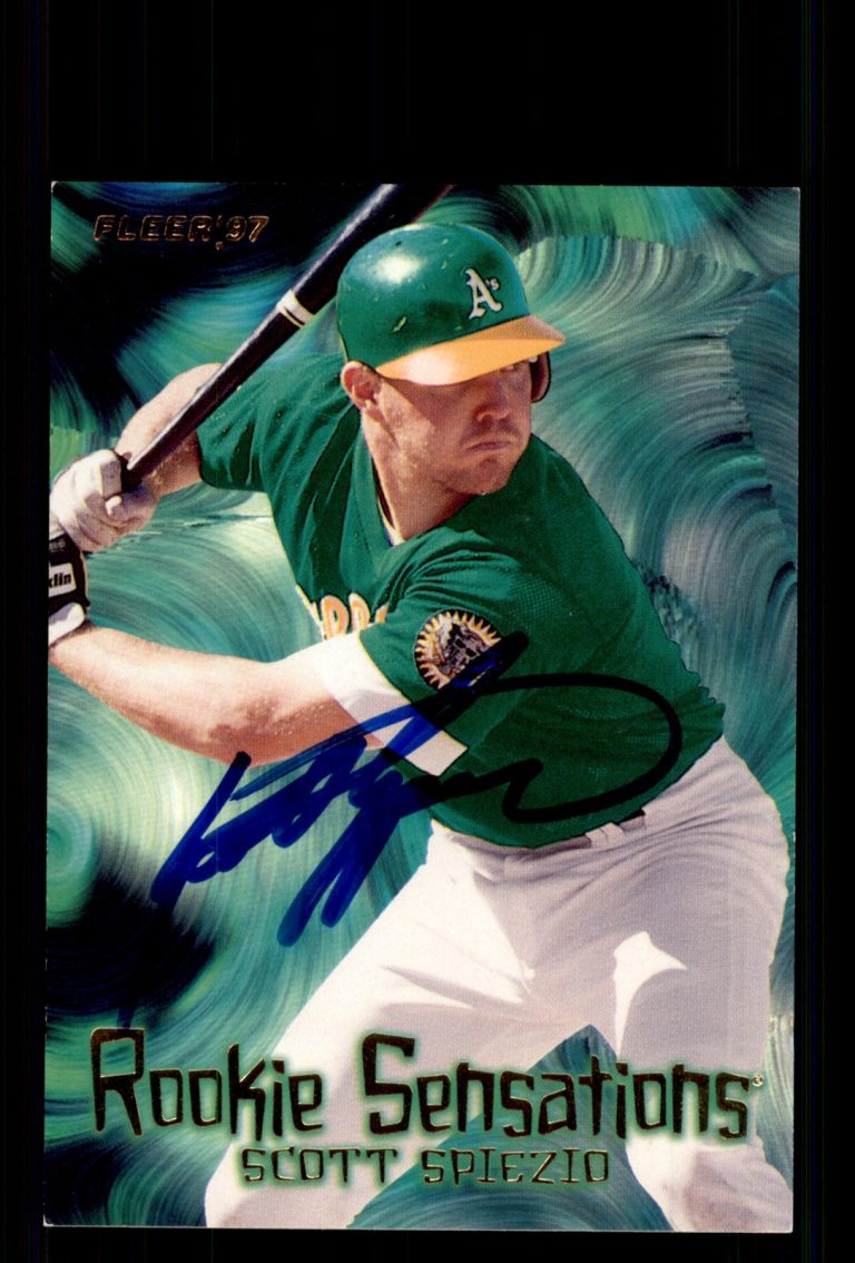 Signed Baseball Card Auto Scott Spiezio 1997 Fleer #19 Oakland Athletics