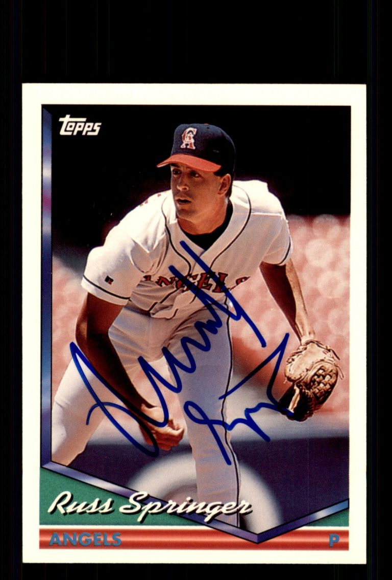 Signed Baseball Card Auto Russ Springer 1994 Topps #113 California Angels