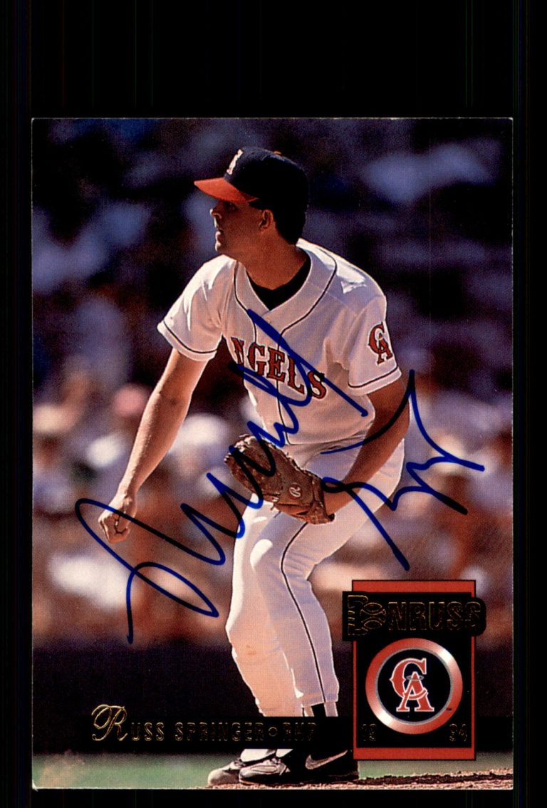 Signed Baseball Card Auto Russ Springer 1994 Donruss #325 California Angels