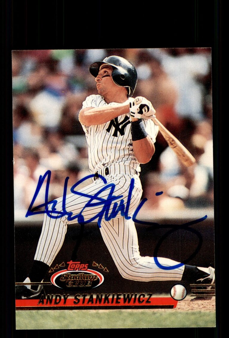 Signed Baseball Card Auto Andy Stankiewicz 1993 Stadium Club #105 Yankees
