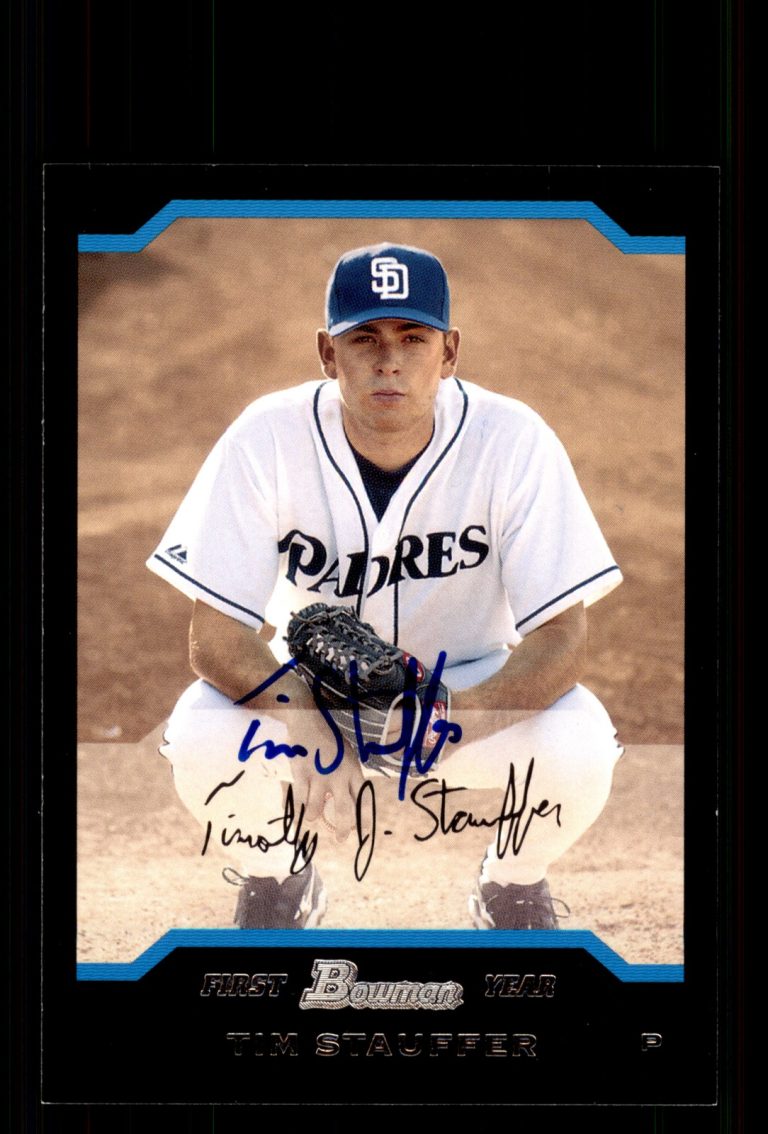 Signed Baseball Card Auto Tim Stauffer 2004 Bowman #273 San Diego Padres