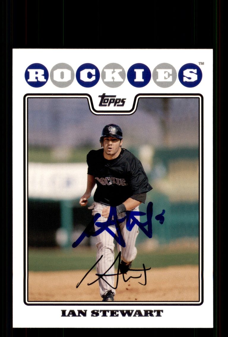 Signed Baseball Card Auto Ian Stewart 2008 Topps #518 Colorado Rockies