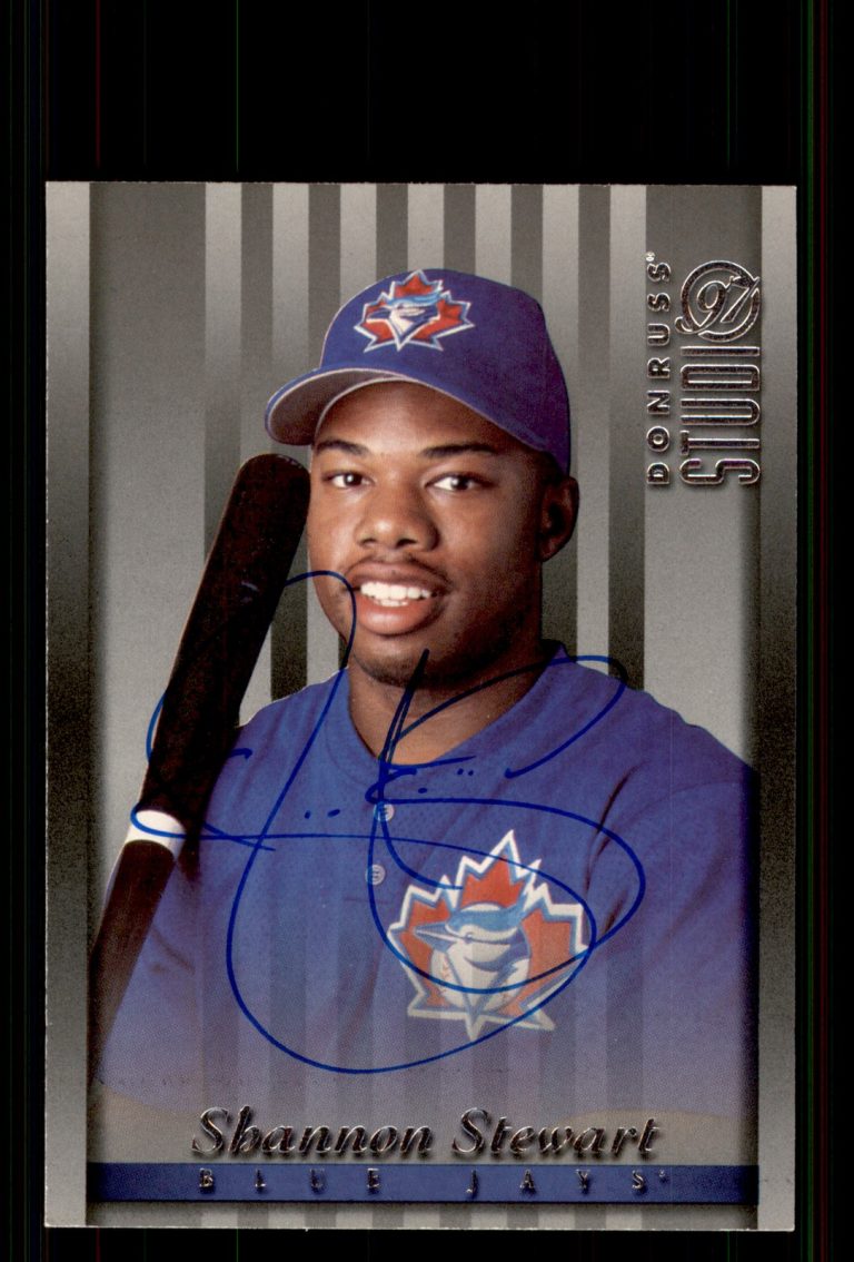 Signed Baseball Card Auto Shannon Stewart 1997 Studio #147 Toronto Blue Jays