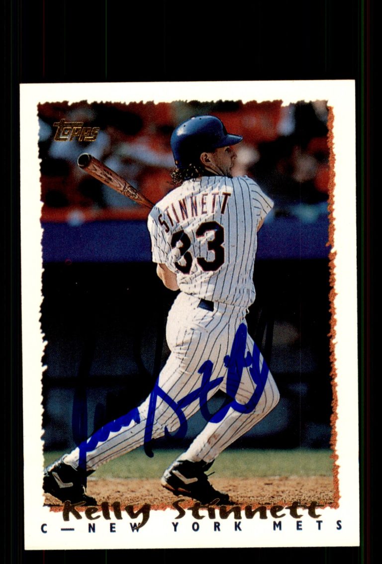 Signed Baseball Card Auto Kelly Stinnett 1995 Topps #71 New York Mets