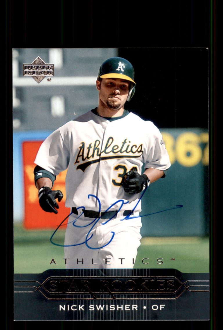 Signed Baseball Card Auto Nick Swisher 2005 Upper Deck #254 Oakland Athletics