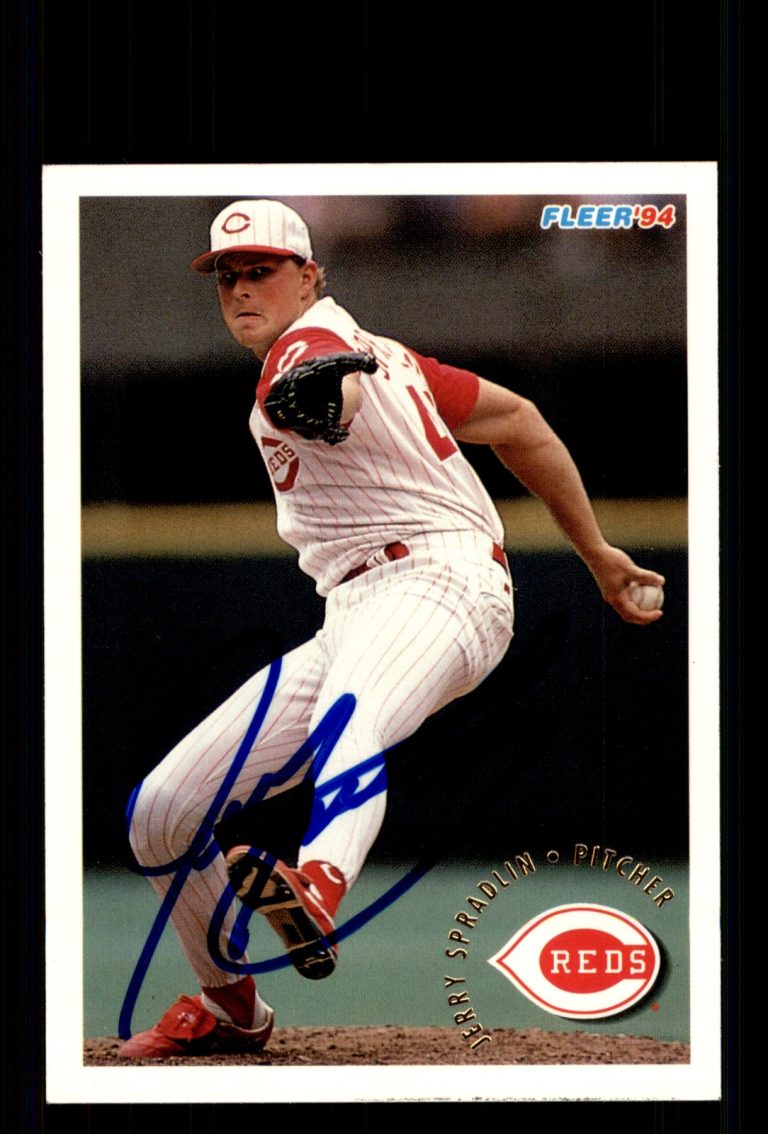 Signed Baseball Card Auto Jerry Spradlin 1994 Fleer #430 Cincinnati Reds