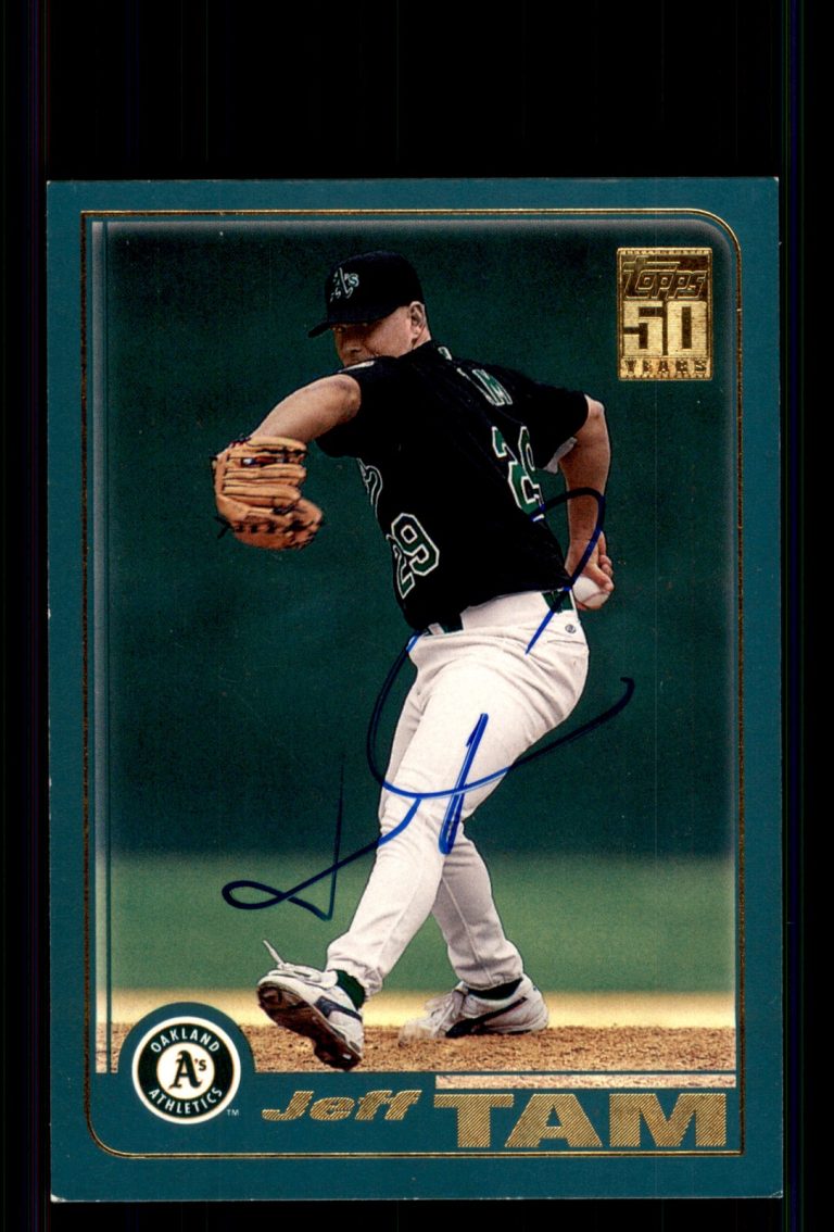 Signed Baseball Card Auto Jeff Tam 2001 Topps #297 Oakland Athletics