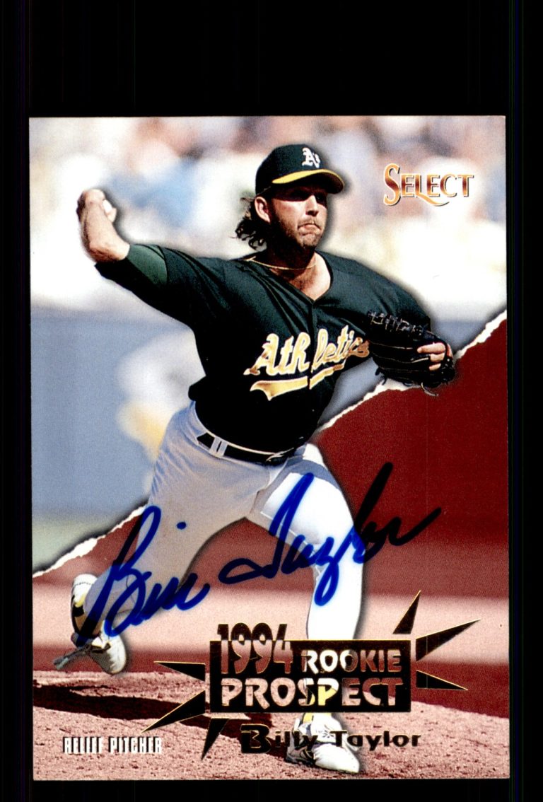 Signed Baseball Card Auto Bill Taylor 1994 Select #391 Oakland Athletics