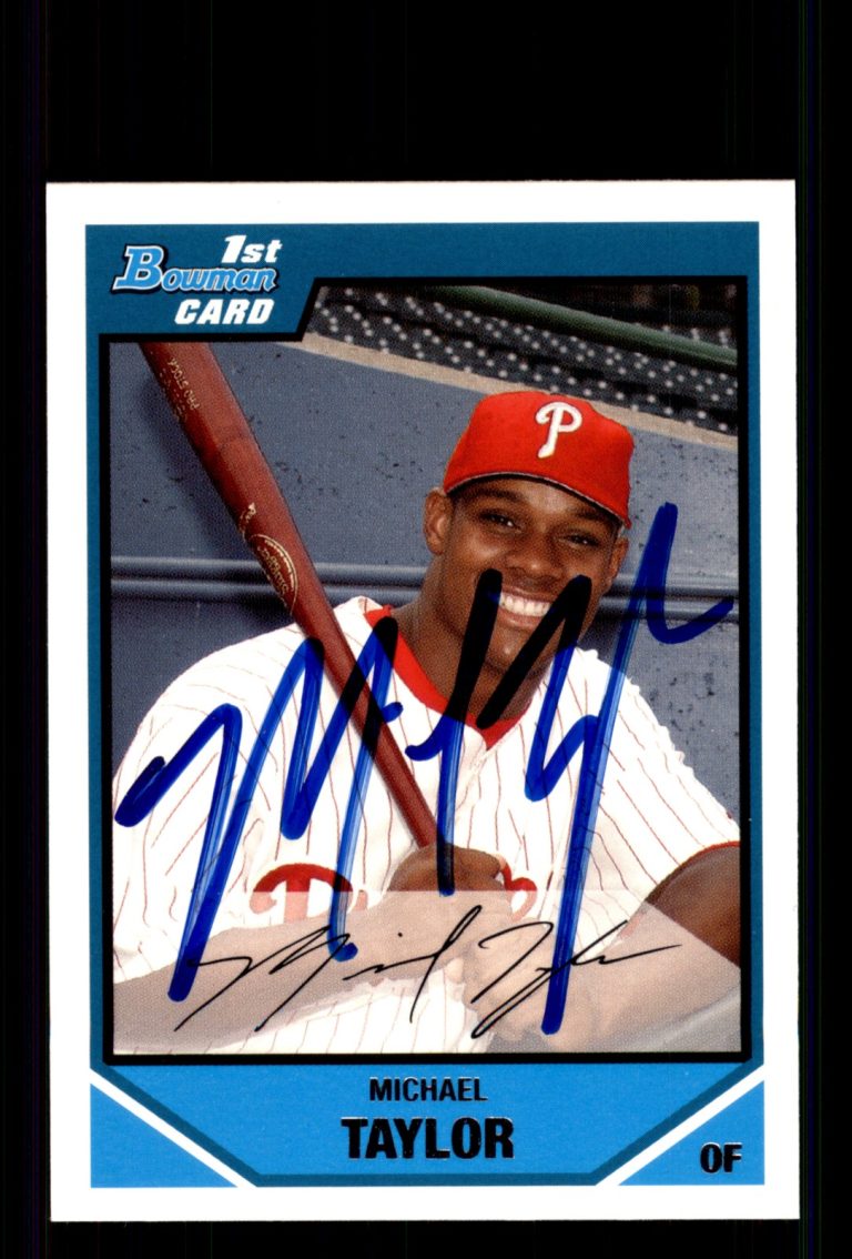 Signed Baseball Card Auto Michael Taylor 2007 Bowman Draft #BDPP37 Phillies