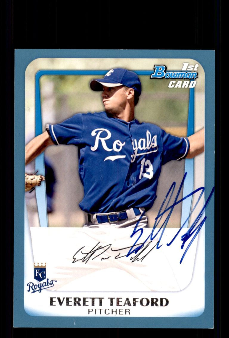 Signed Baseball Card Auto Everett Teaford 2011 Bowman #BP20 Royals Blue /500