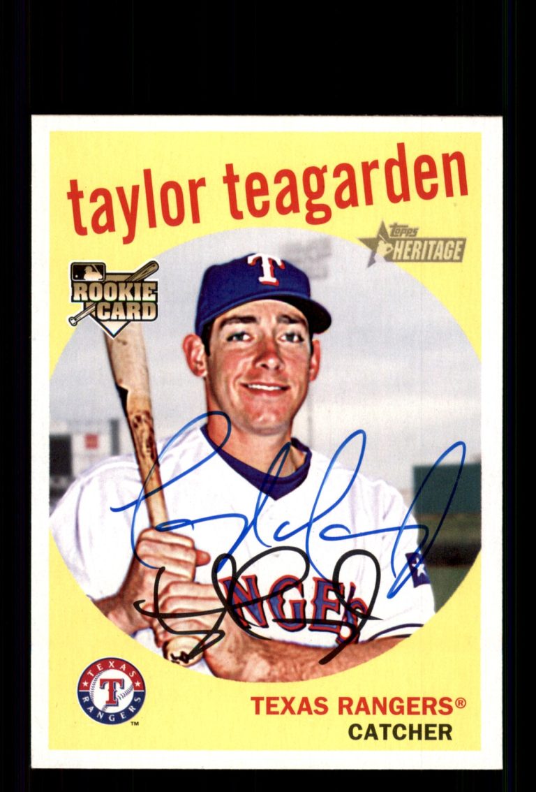 Signed Baseball Card Auto Taylor Teagarden 2008 Topps Heritage #672 Rangers
