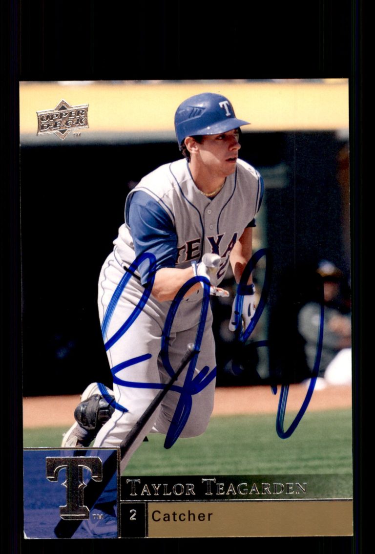 Signed Baseball Card Auto Taylor Teagarden 2009 Upper Deck #911 Texas Rangers