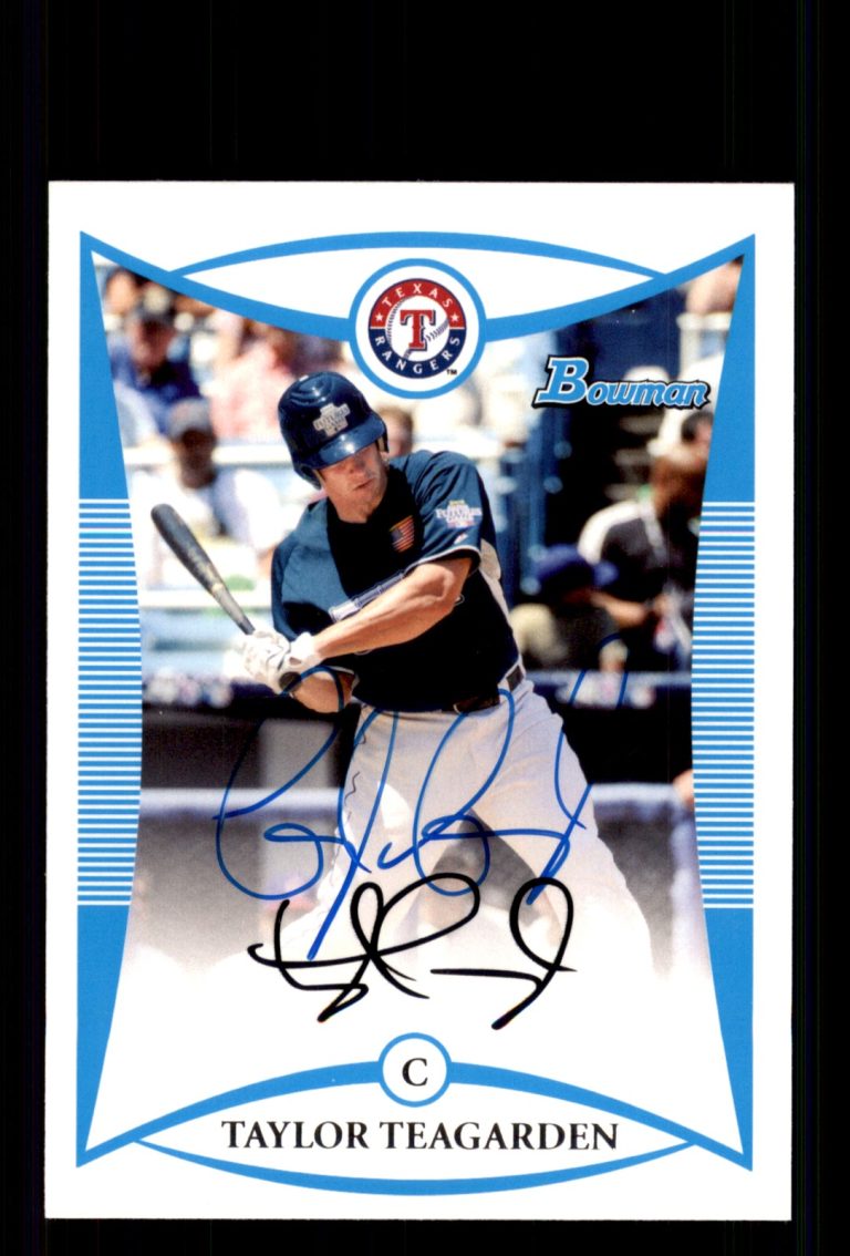 Signed Baseball Card Auto Taylor Teagarden 2008 Bowman Draft #BDPP90 Rangers