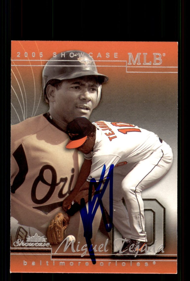 Signed Baseball Card Auto Miguel Tejada 2005 Fleer Showcase #32 Orioles
