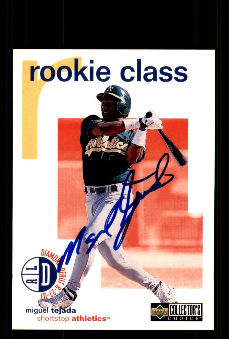 Signed Baseball Card Auto Miguel Tejada 1998 Collector's Choice #105