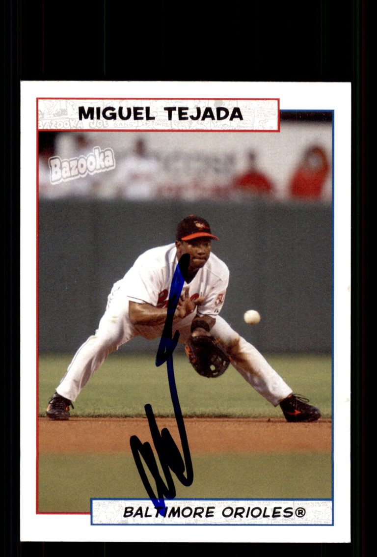Signed Baseball Card Auto Miguel Tejada 2005 Bazooka #121 Baltimore Orioles