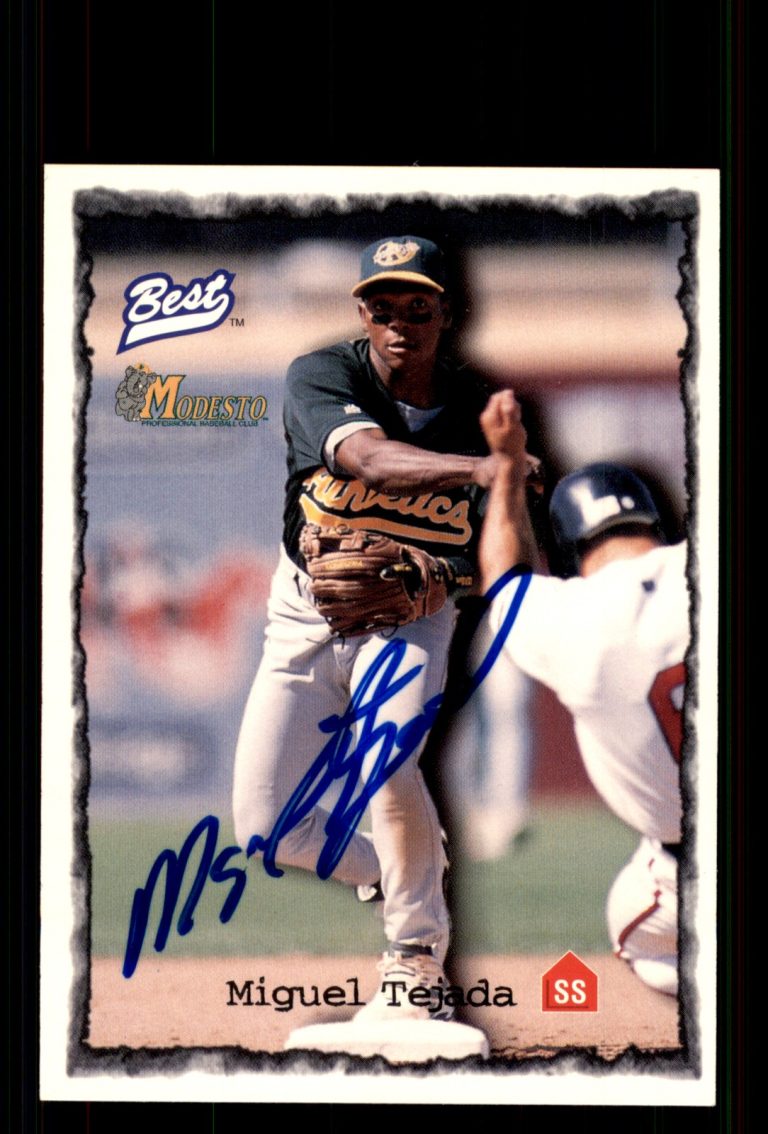 Signed Baseball Card Auto Miguel Tejada 1997 Best #4