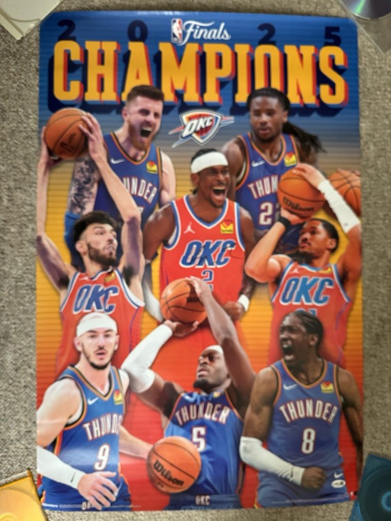 Oklahoma City Thunder 2025 NBA Finals signed Shai Gilgeous-Alexander Poster JSA