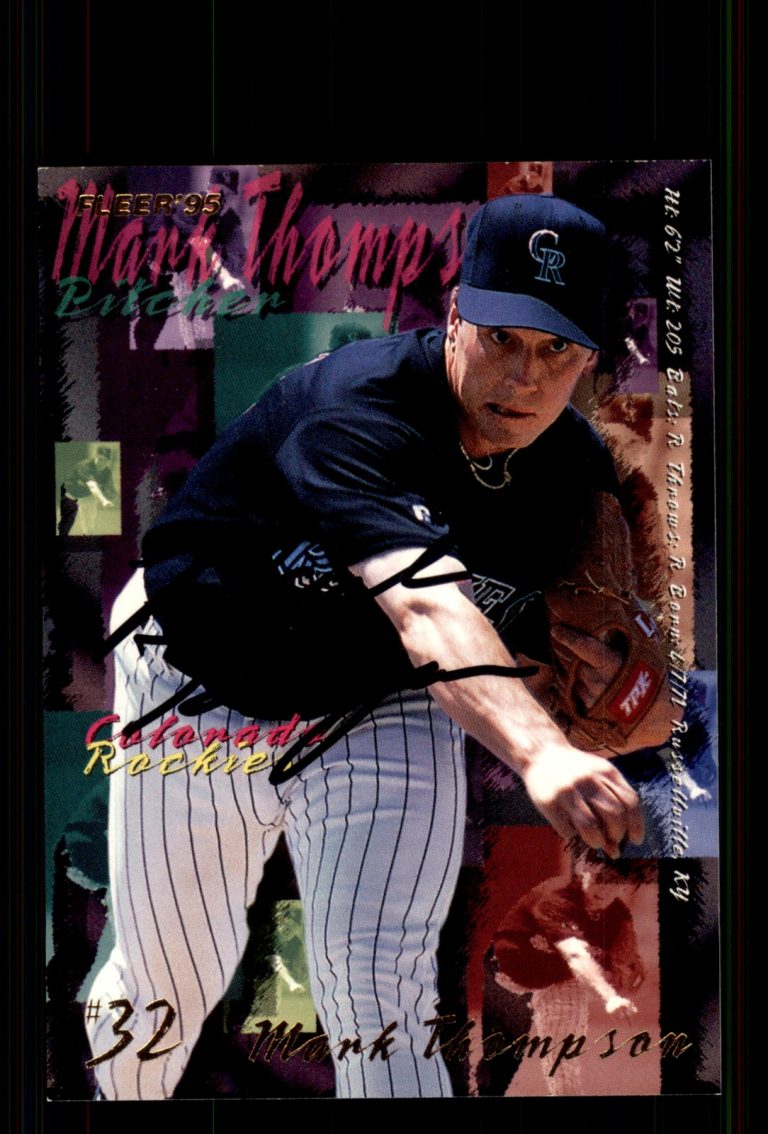 Signed Baseball Card Auto Mark Thompson 1995 Fleer Update #U-170 Rockies