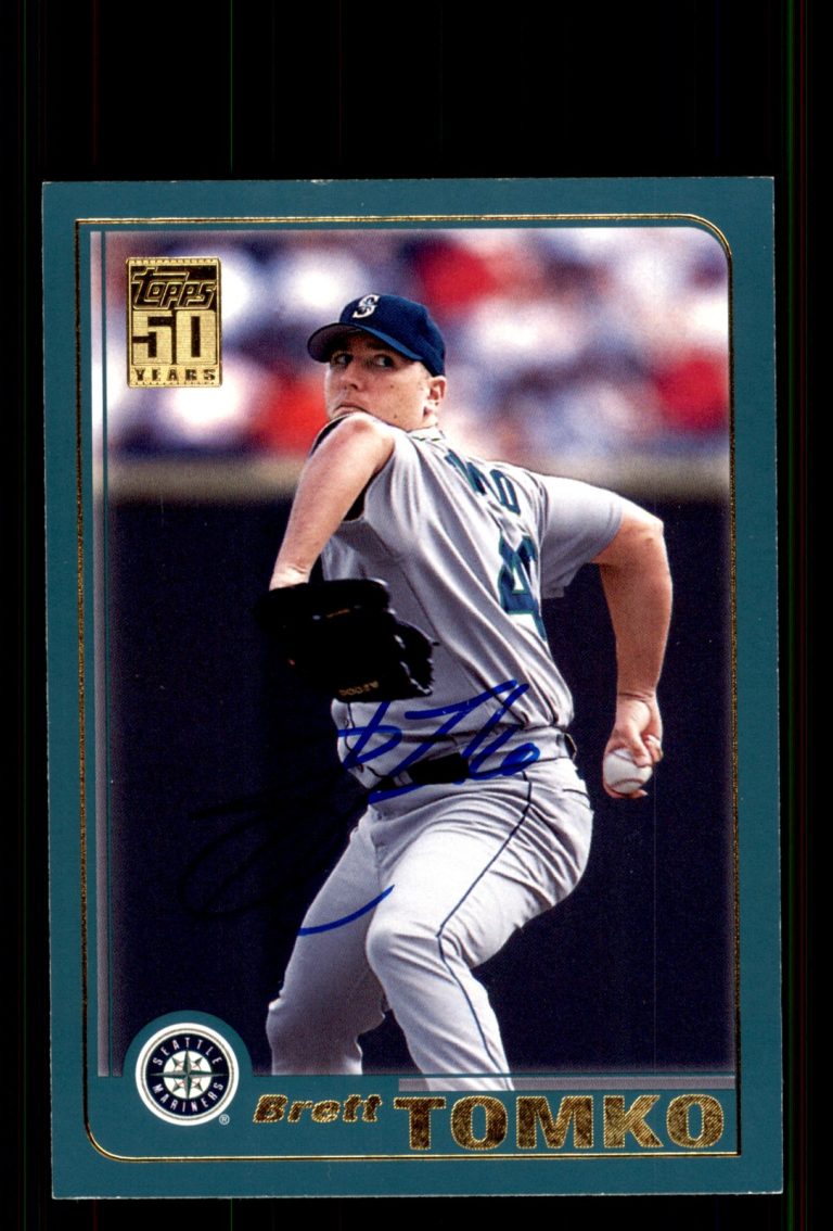 Signed Baseball Card Auto Brett Tomko 2001 Topps #505 Seattle Mariners