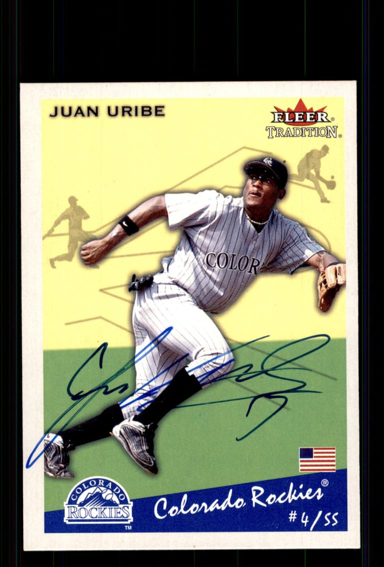 Signed Baseball Card Auto Juan Uribe 2002 Fleer Tradition #199 Colorado Rockies