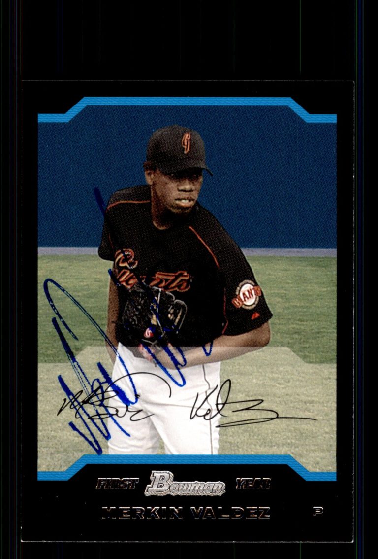 Signed Baseball Card Auto Merkin Valdez 2004 Bowman #171 San Francisco Giants