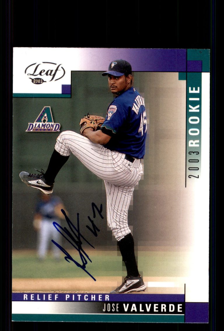 Signed Baseball Card Auto Jose Valverde 2003 Leaf #308 Arizona Diamondbacks