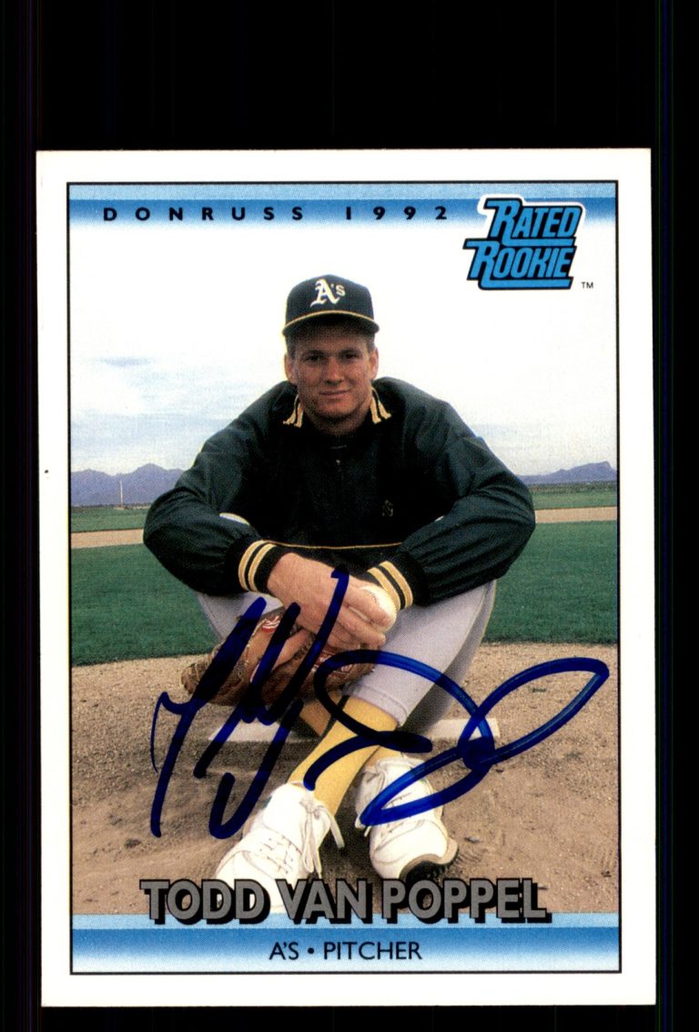 Signed Baseball Card Auto Todd Van Poppel 1992 Donruss #9 Oakland Athletics