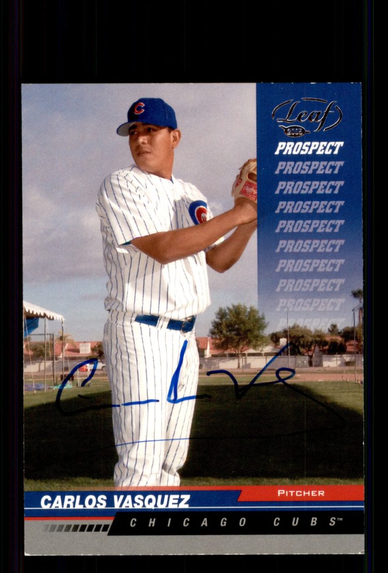 Signed Baseball Card Auto Carlos Vasquez 2005 Leaf #206 Chicago Cubs
