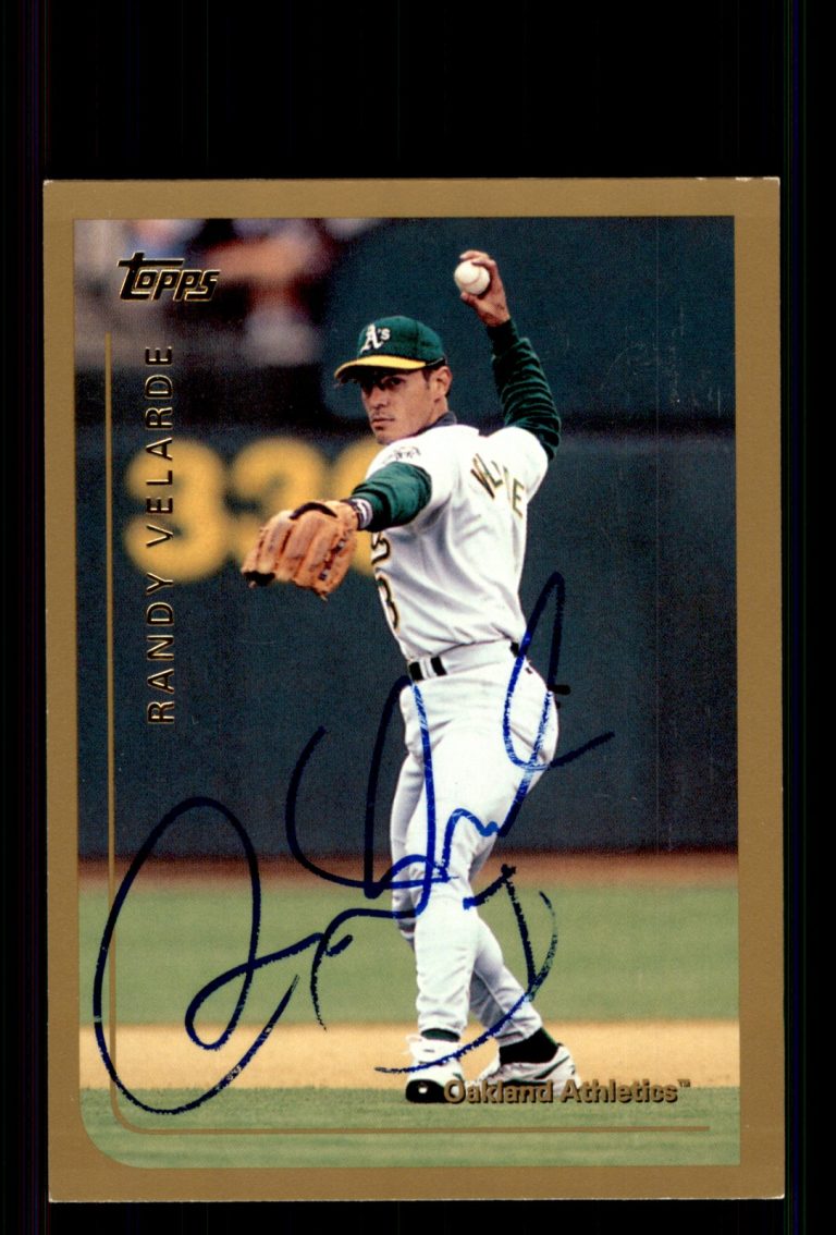 Signed Baseball Card Auto Randy Velarde 1999 Topps Traded & Rookies #T119 A's