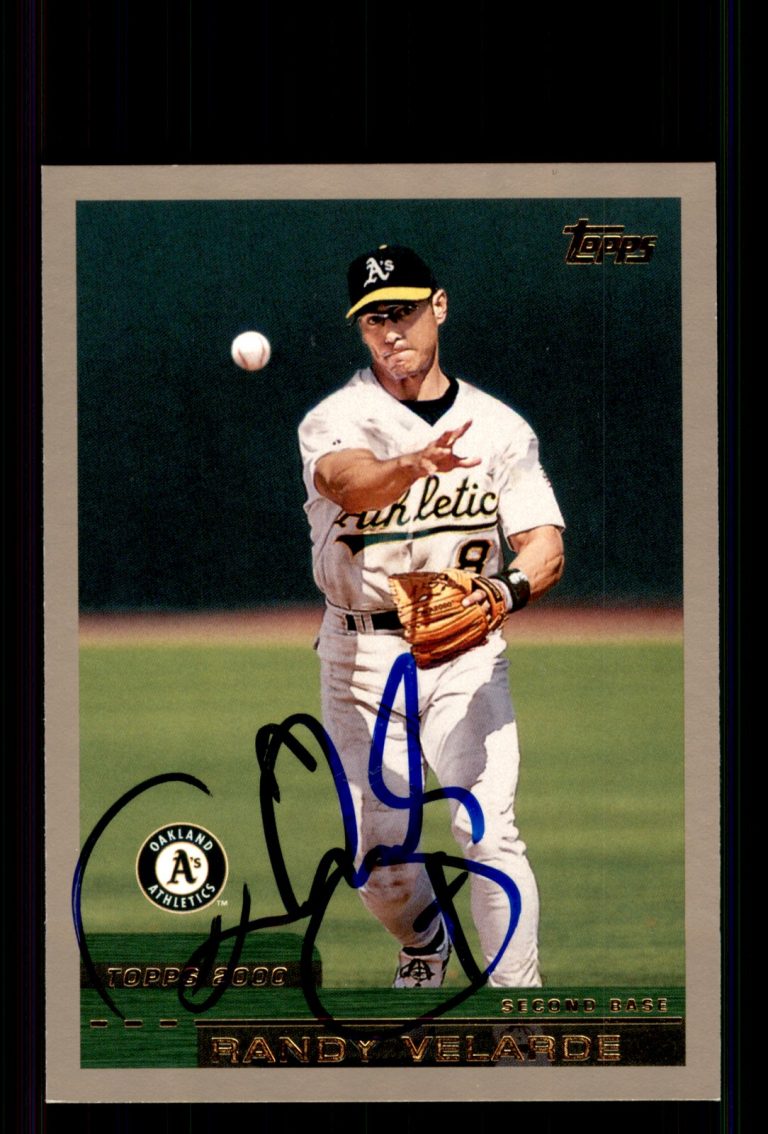 Signed Baseball Card Auto Randy Velarde 2000 Topps #429 Oakland Athletics