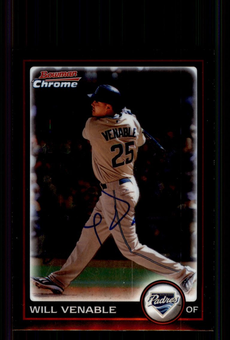 Signed Baseball Card Auto Will Venable 2010 Bowman Chrome #2 San Diego Padres
