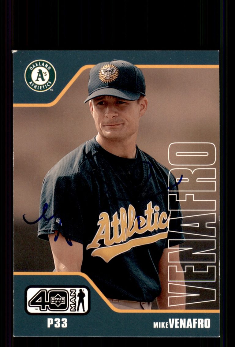 Signed Baseball Card Auto Mike Venafro 2002 Upper Deck 40-Man #50 Athletics