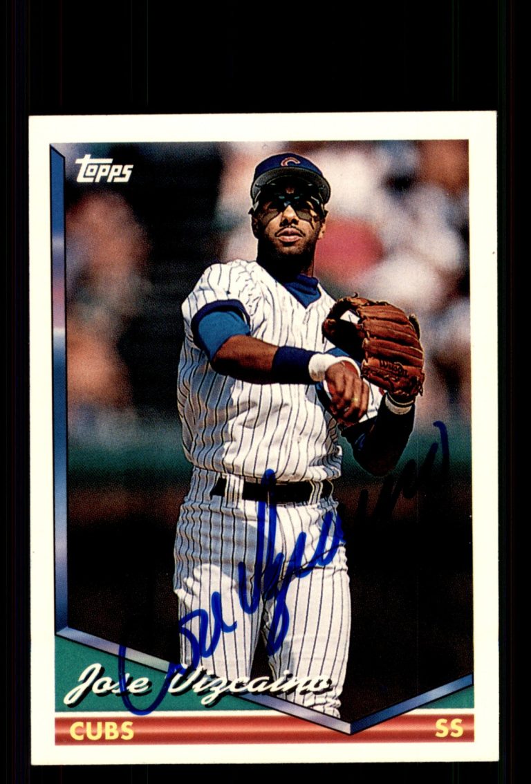 Signed Baseball Card Auto Jose Vizcaino 1994 Topps #638 Chicago Cubs