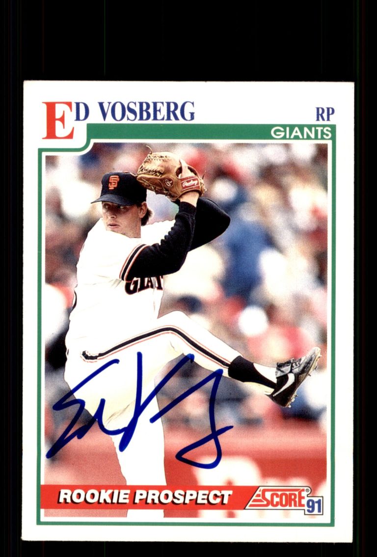 Signed Baseball Card Auto Ed Vosberg 1991 Score #757 San Francisco Giants