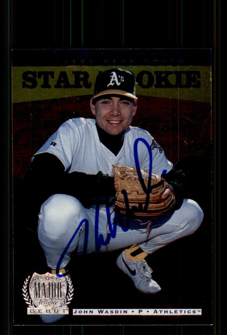 Signed Baseball Card Auto John Wasdin 1996 Upper Deck #226 Oakland Athletics