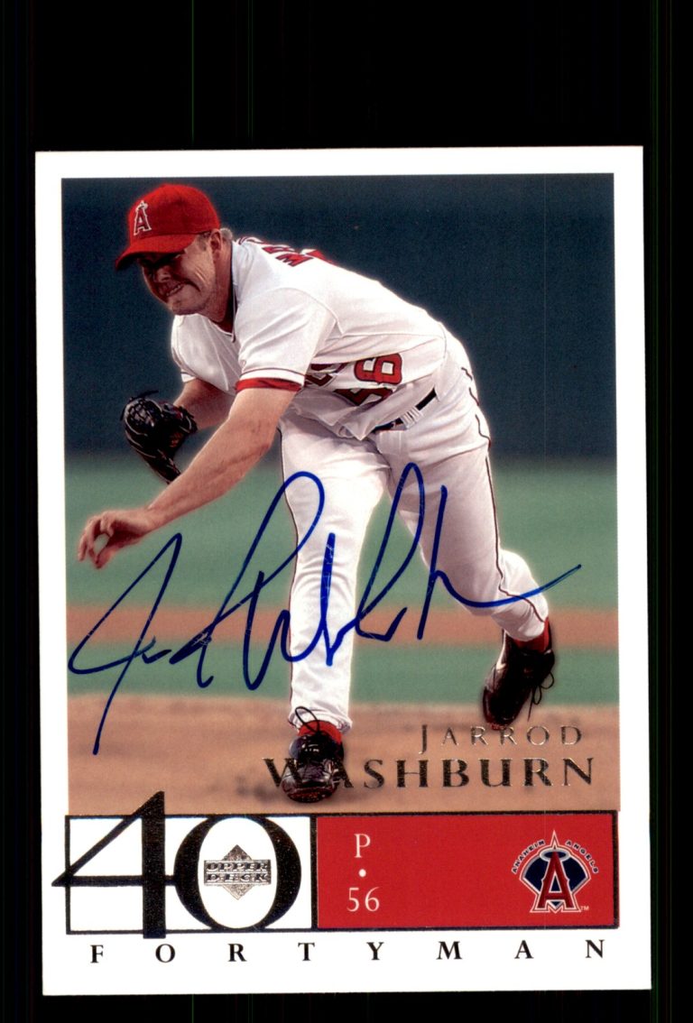 Signed Baseball Card Auto Jarrod Washburn 2003 Upper Deck 40-Man #14 Angels