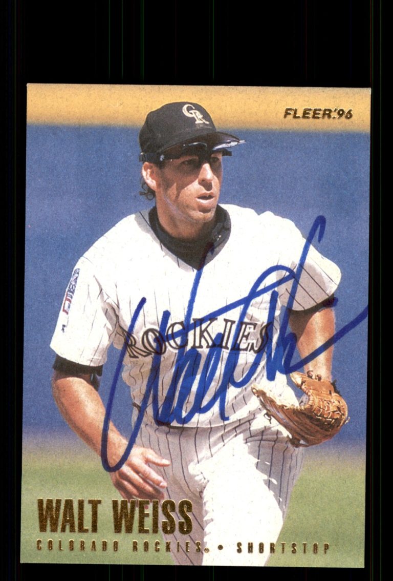 Signed Baseball Card Auto Walt Weiss 1996 Fleer #378 Colorado Rockies