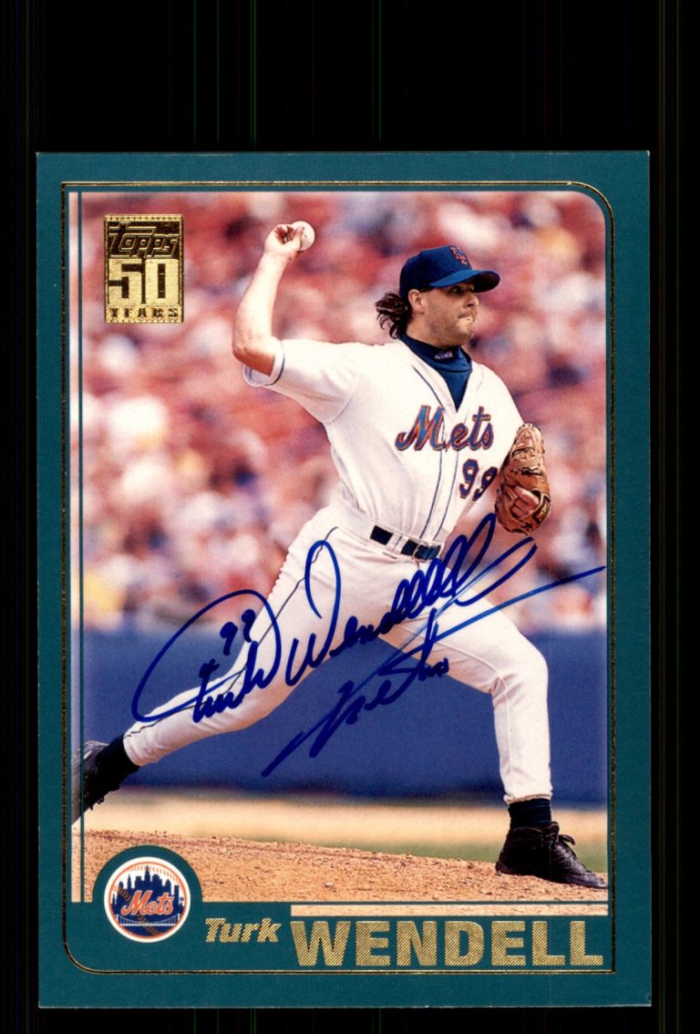 Signed Baseball Card Auto Turk Wendell 2001 Topps #168 New York Mets