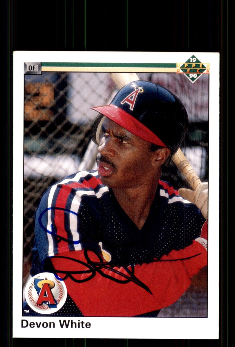 Signed Baseball Card Auto Devon White 1990 Upper Deck #129a California Angels