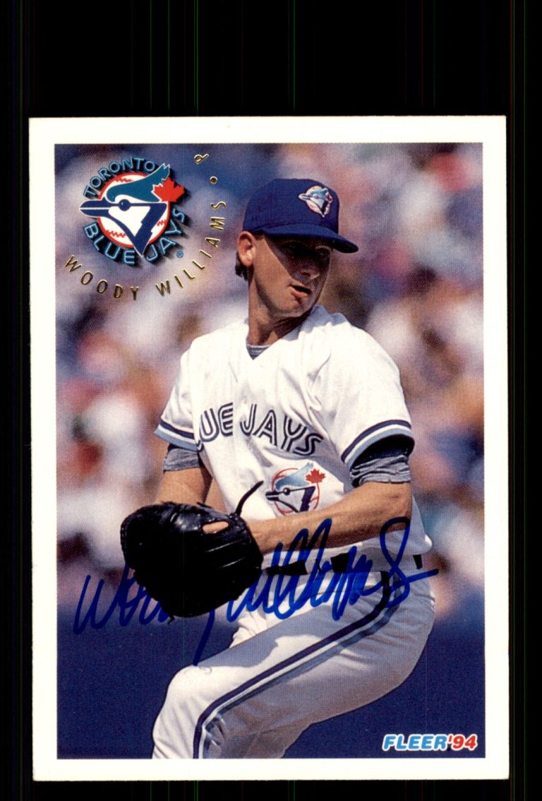 Signed Baseball Card Auto Woody Williams 1994 Fleer #349 Toronto Blue Jays