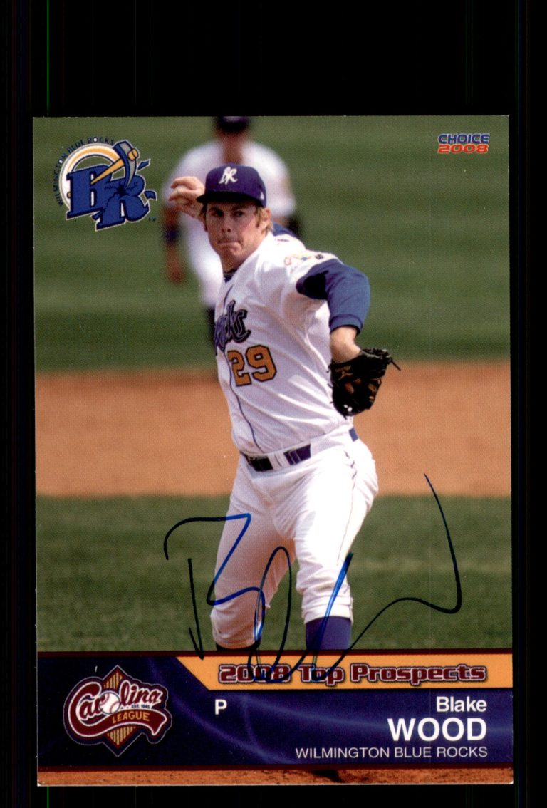 Signed Baseball Card Auto Blake Wood 2008 Choice Carolina League Top Prospects