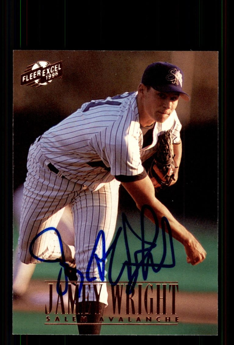 Signed Baseball Card Auto Jamey Wright 1996 Fleer Excel #160 Salem Avalanche