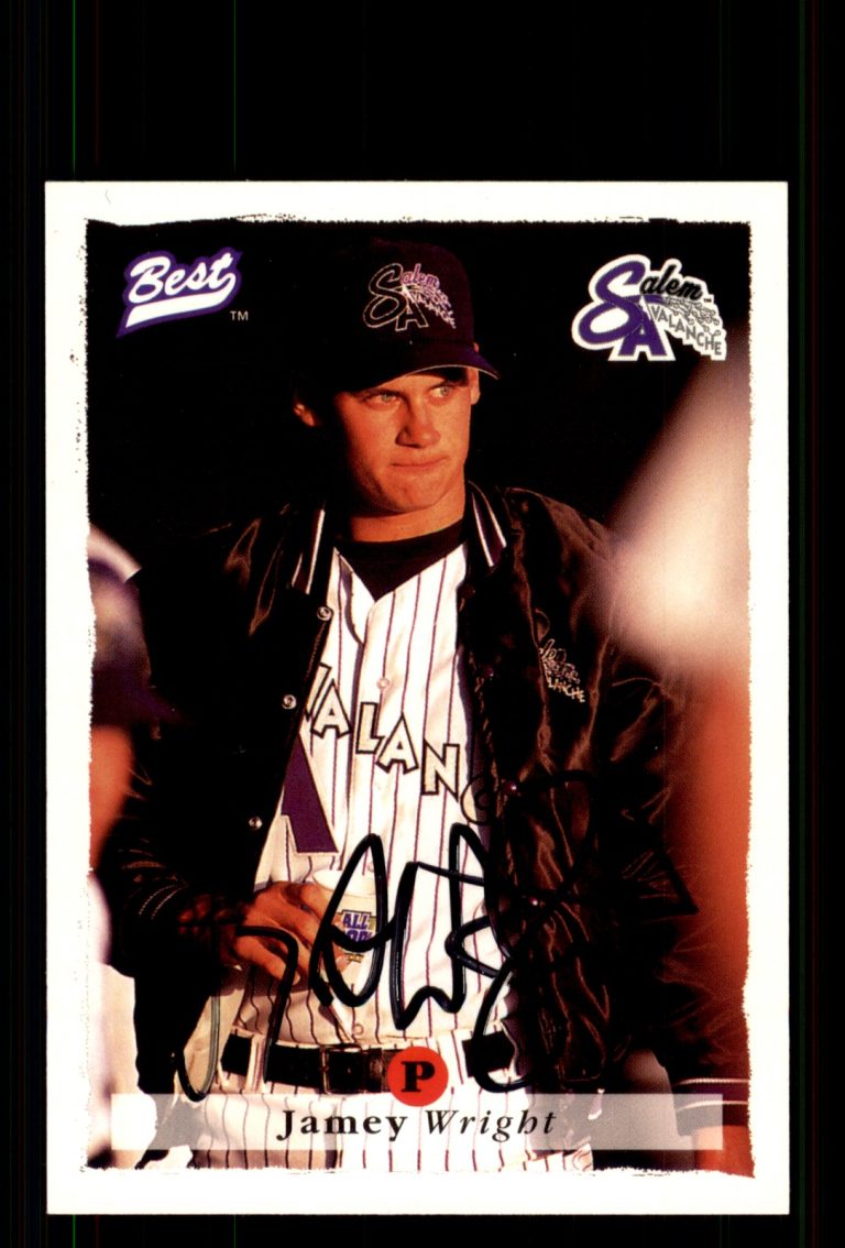 Signed Baseball Card Auto Jamey Wright 1995 Best #66 Salem Avalanche