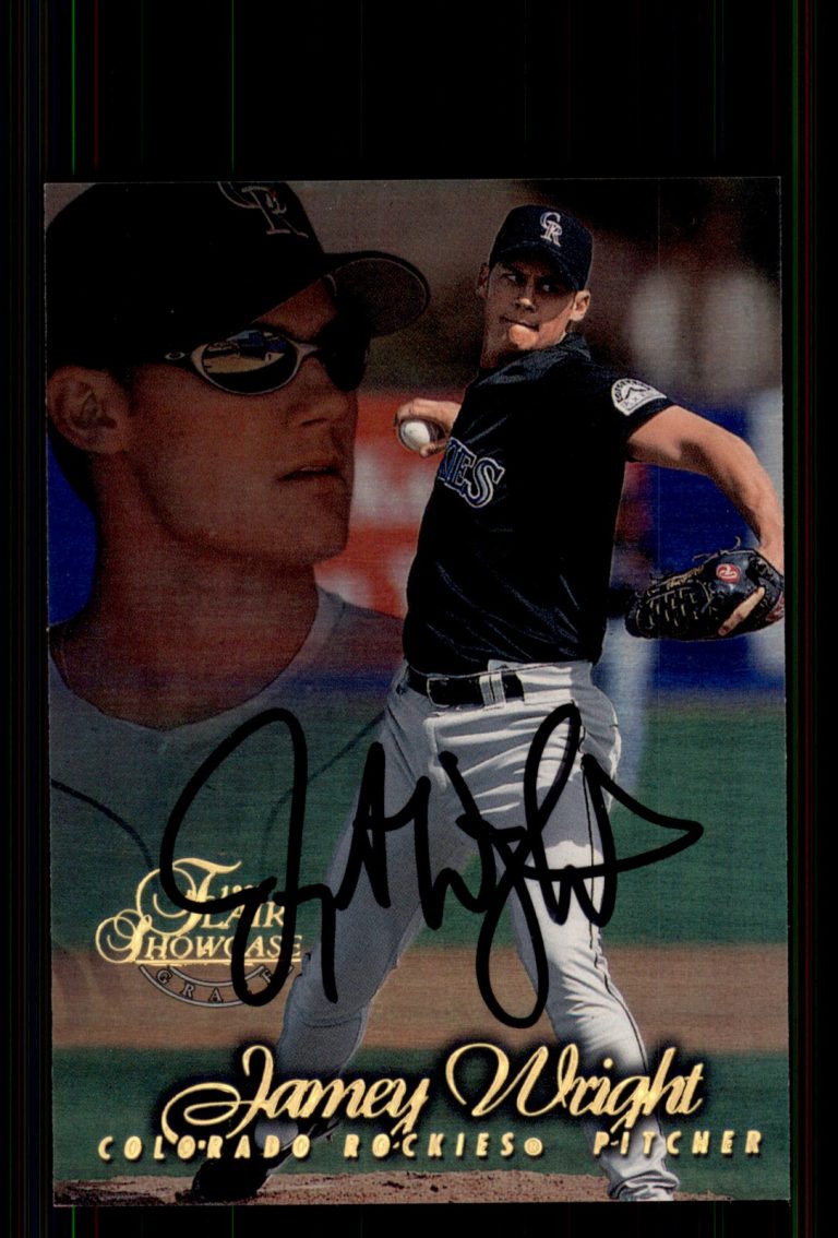 Signed Baseball Card Auto Jamey Wright 1997 Flair Showcase #49 Colorado Rockies