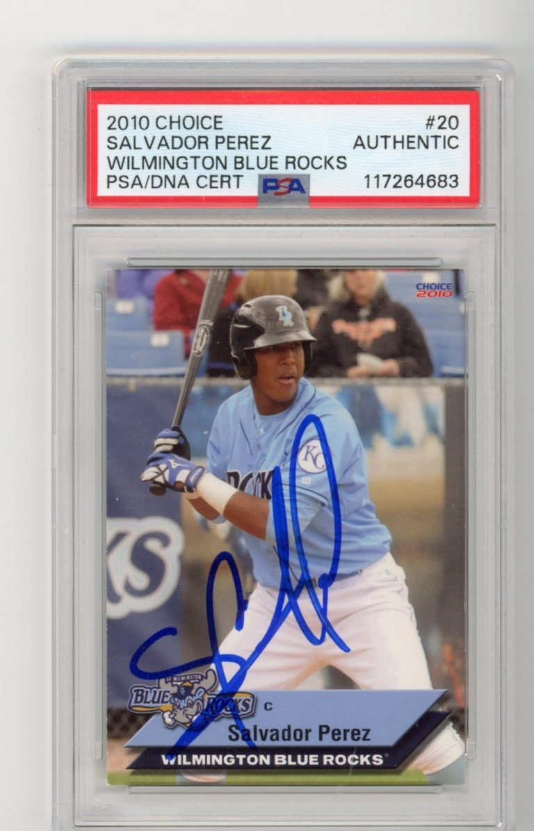 Signed Basketball Card Auto Salvador Perez 2010 Royals MILB Blue Rocks PSA/DNA