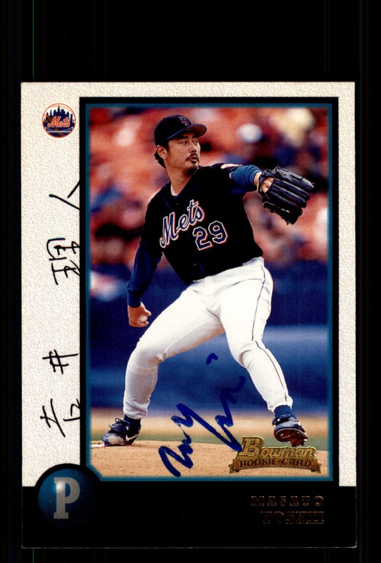 Signed Baseball Card Auto Masato Yoshii 1998 Bowman #295 New York Mets