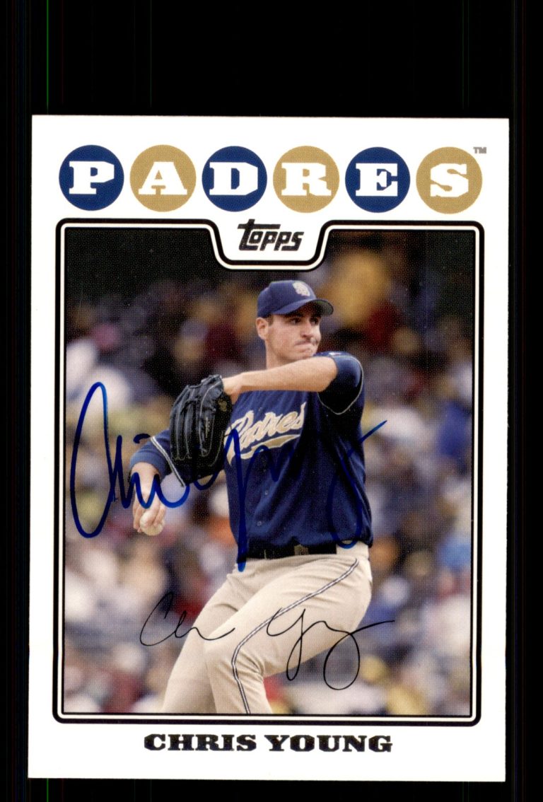 Signed Baseball Card Auto Chris Young 2008 Topps #55 San Diego Padres
